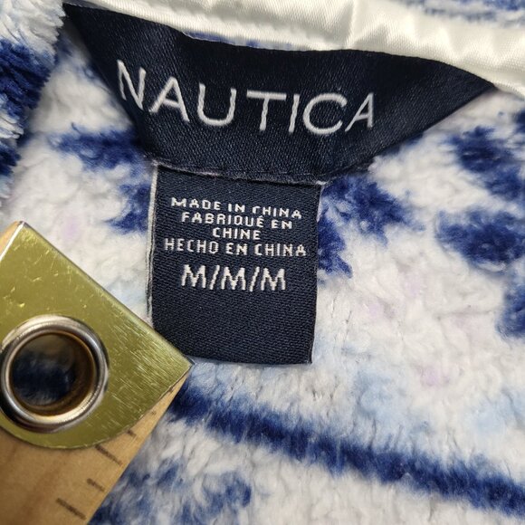 Nautica Womens Sweater Dress Hoodie Size Medium Fleece Anchor Print 3/4 Sleeve - Picture 4 of 14